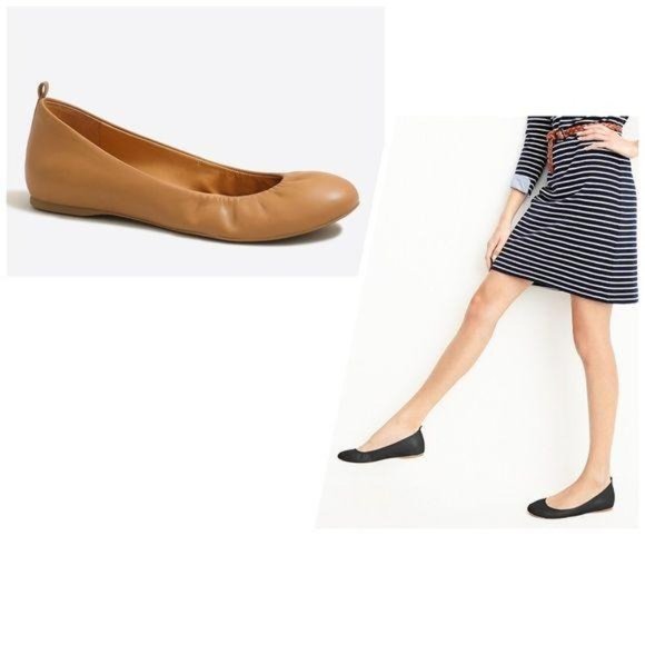 J. Crew Factory Anya Camel Leather Ballet Flats, 7 - Picture 8 of 8